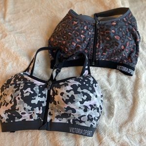 2 Victoria secret sports bra 32D leopard camo pink